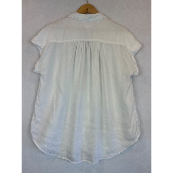 Artisan NY Linen Button Down White Shirt Short Sleeve Womens M - Picture 10 of 11